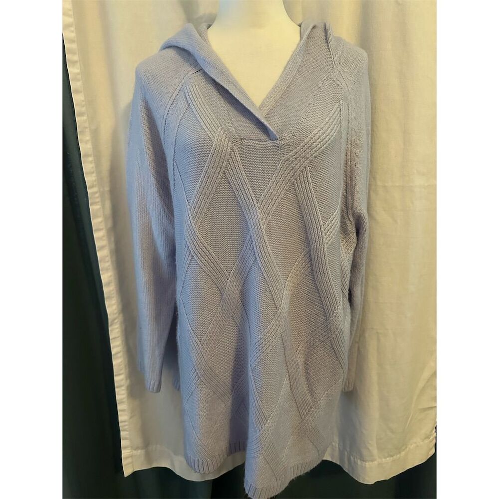 Evri Women's 1X Gray Hooded Long Sleeve Pullover Sweater